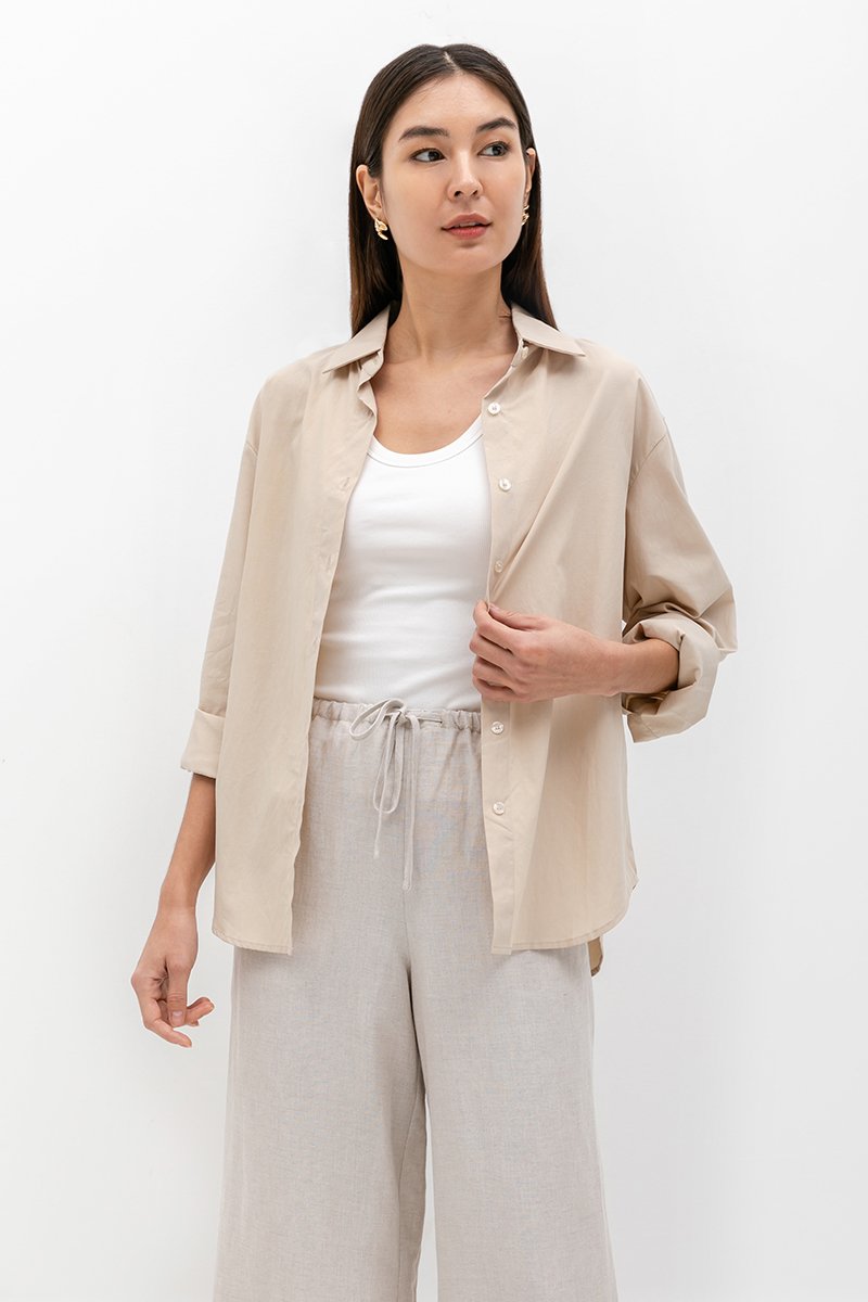 DIONNE DRAWSTRING WIDE LEG LINEN PANTS