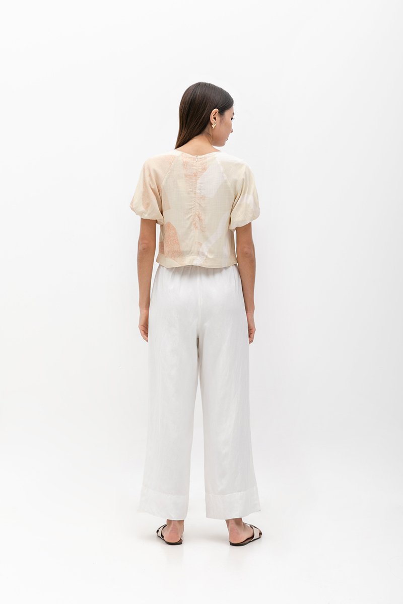 DIONNE DRAWSTRING WIDE LEG LINEN PANTS