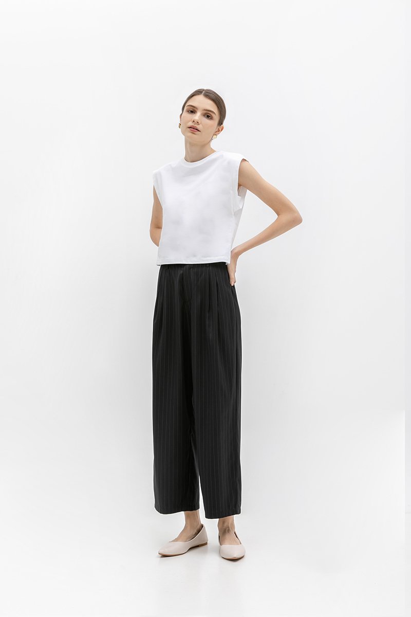ANISTON PIN STRIPE TAPERED TAILORED PANTS (REGULAR)
