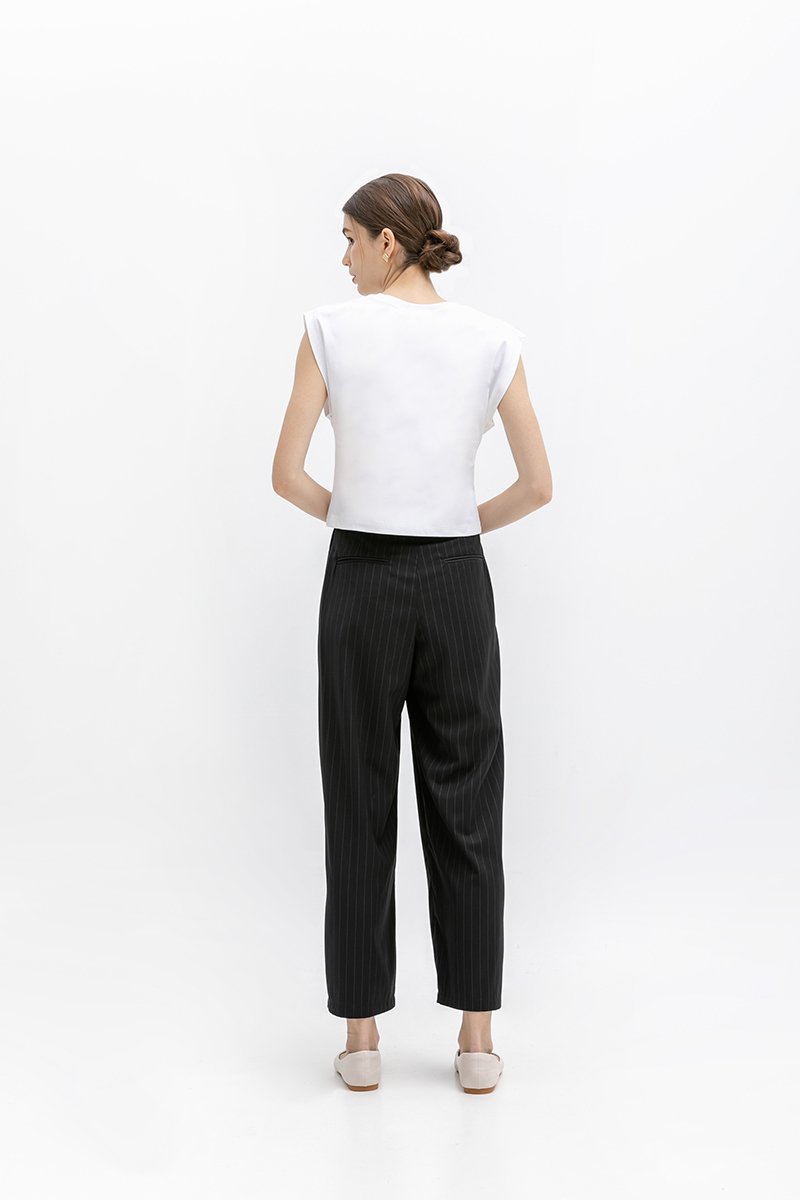 ANISTON PIN STRIPE TAPERED TAILORED PANTS (REGULAR)
