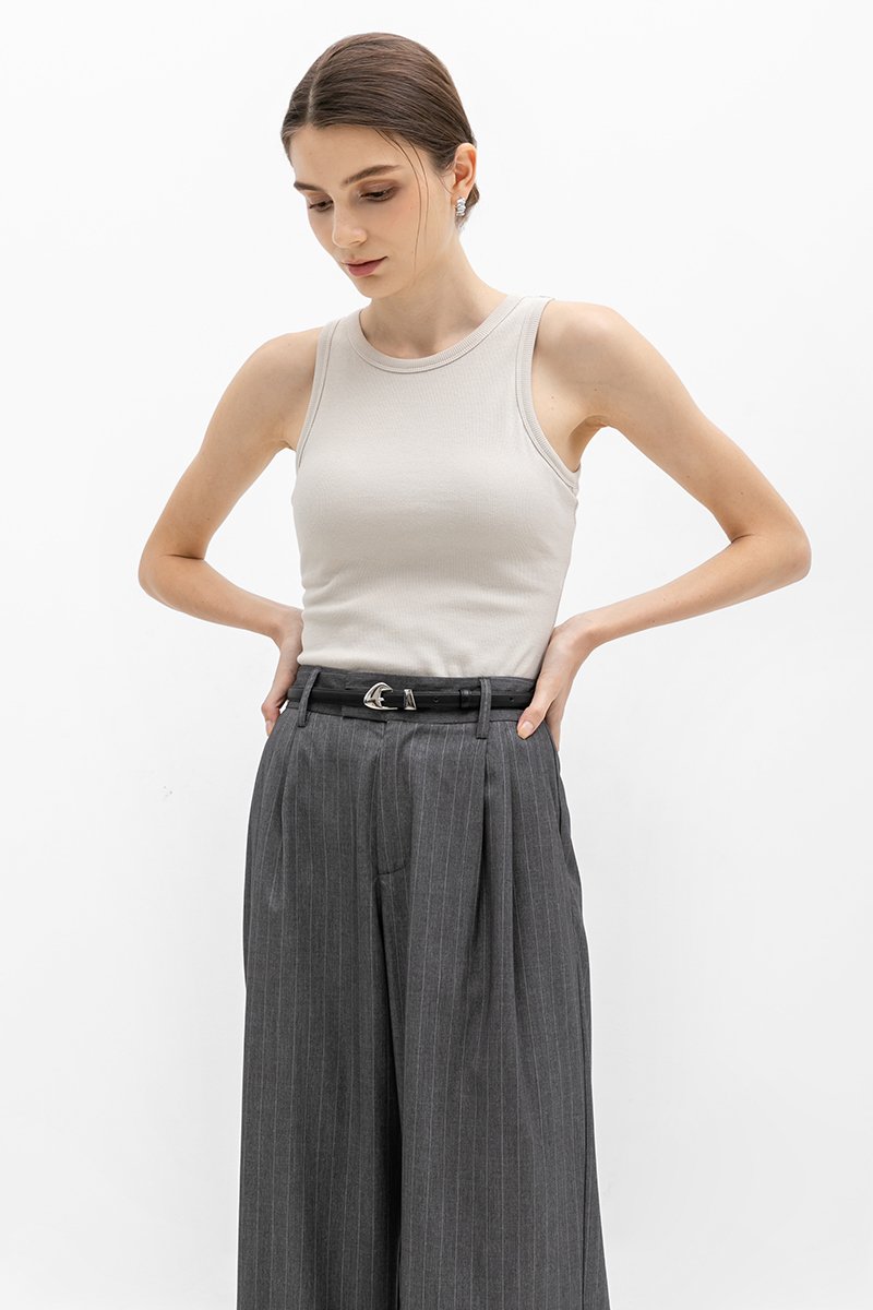 ANISTON PIN STRIPE TAPERED TAILORED PANTS (REGULAR)