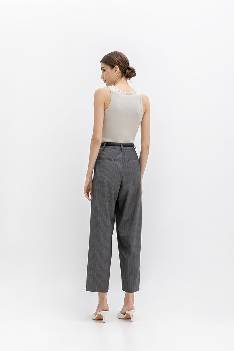 ANISTON PIN STRIPE TAPERED TAILORED PANTS (REGULAR)
