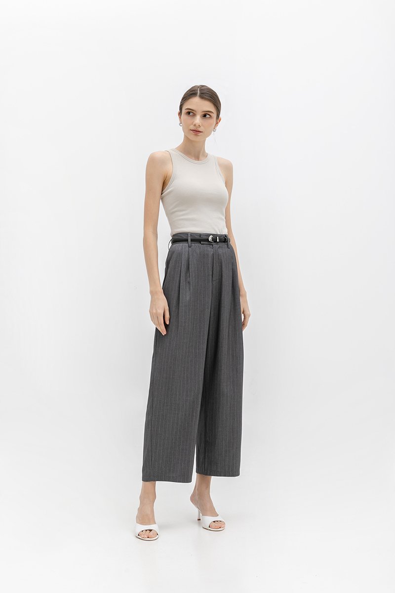 ANISTON PIN STRIPE TAPERED TAILORED PANTS (REGULAR)