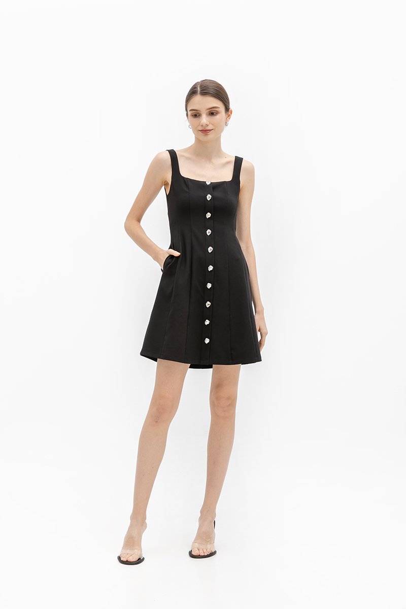 JANAE SILVER BUTTONDOWN DRESS