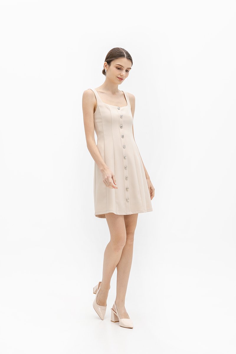 JANAE SILVER BUTTONDOWN DRESS