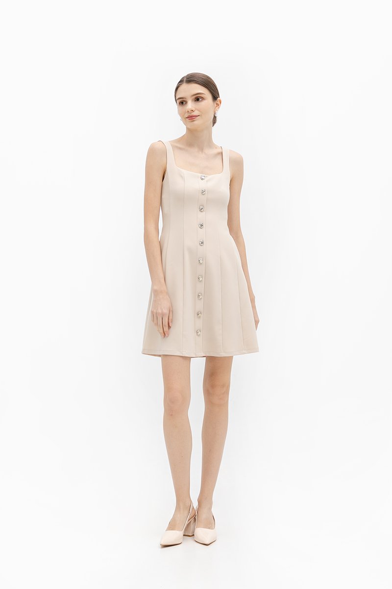 JANAE SILVER BUTTONDOWN DRESS
