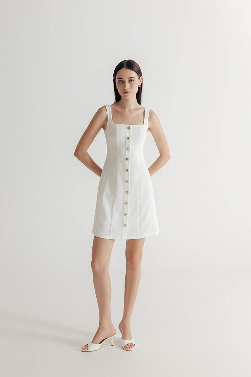 JANAE SILVER BUTTONDOWN DRESS