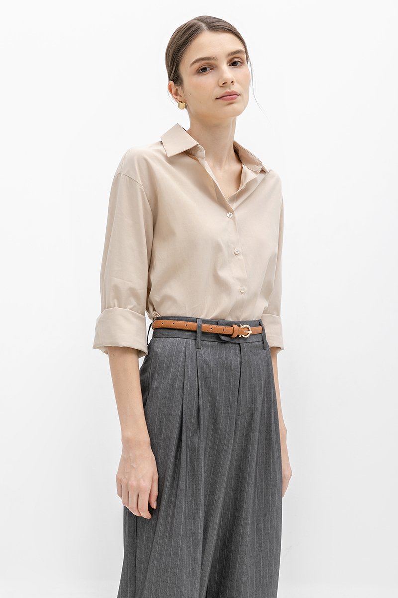 ANISTON PIN STRIPE TAPERED TAILORED PANTS (PETITE)