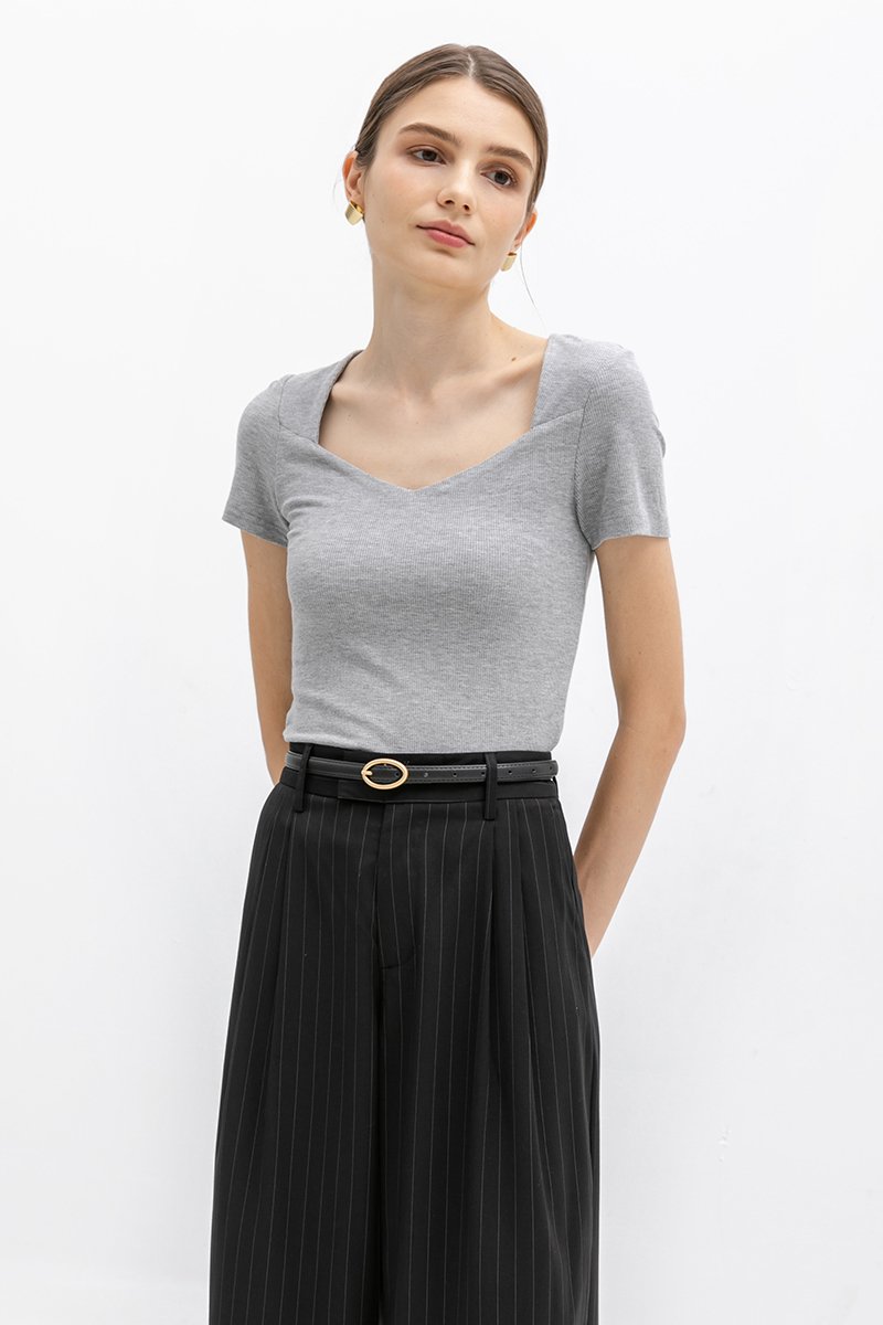 ANISTON PIN STRIPE TAPERED TAILORED PANTS (PETITE)