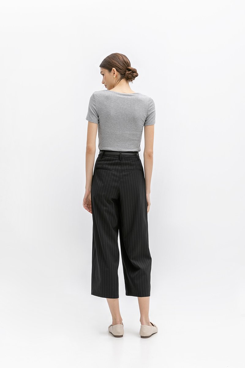 ANISTON PIN STRIPE TAPERED TAILORED PANTS (PETITE)