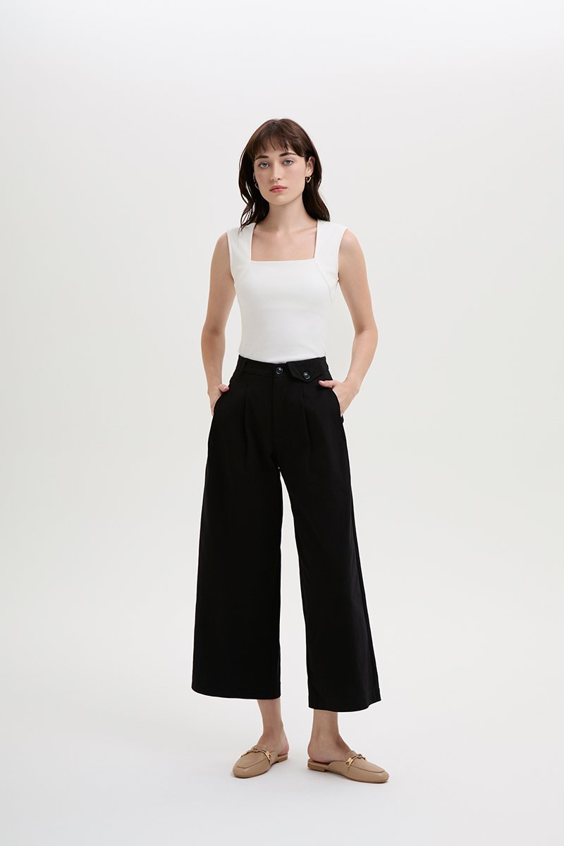 CLAYTON PLEATED BELTED TWILL PANTS