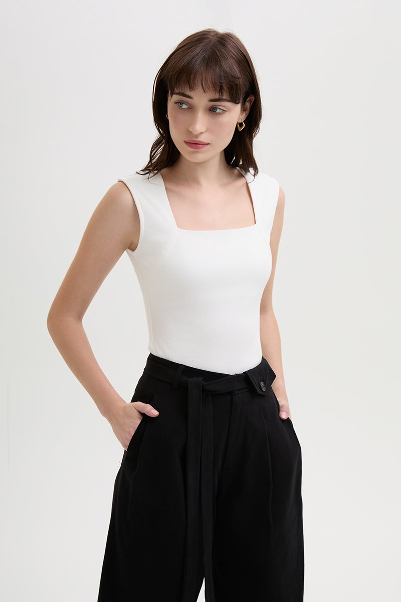 CLAYTON PLEATED BELTED TWILL PANTS
