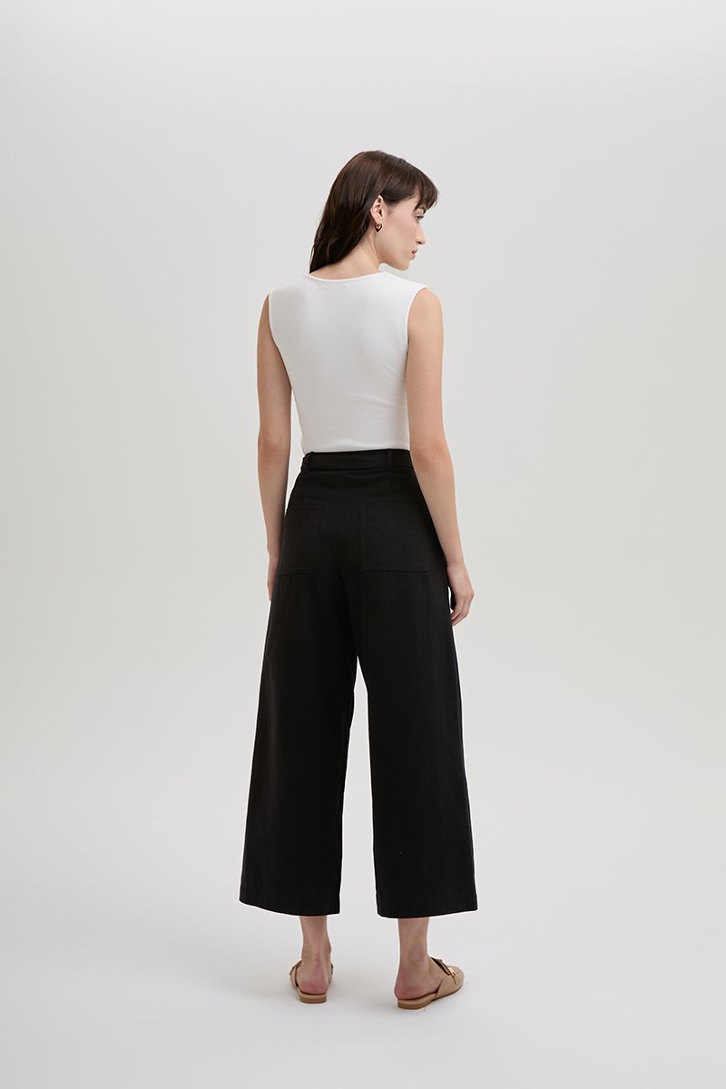 CLAYTON PLEATED BELTED TWILL PANTS