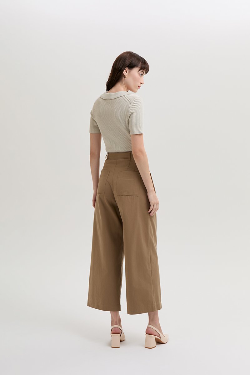 CLAYTON PLEATED BELTED TWILL PANTS