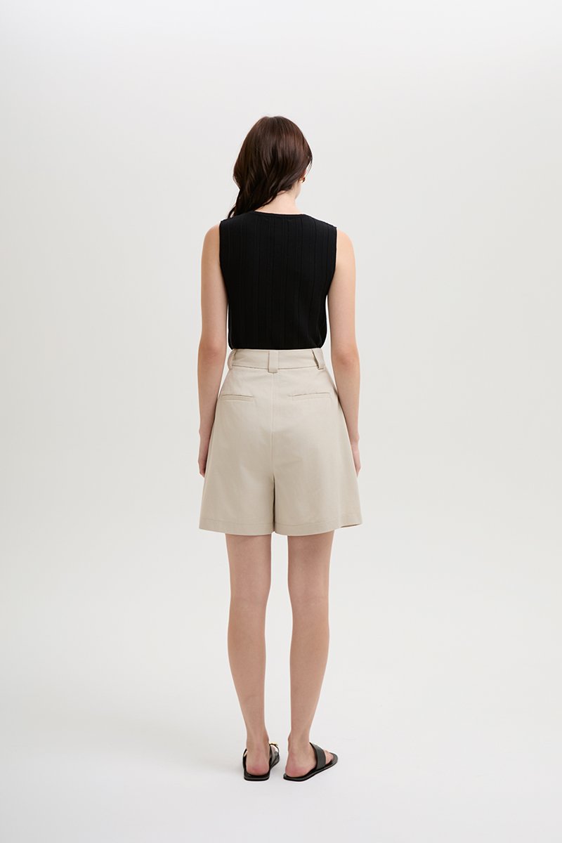VIVIENNE PLEATED TWILL LONG SHORTS