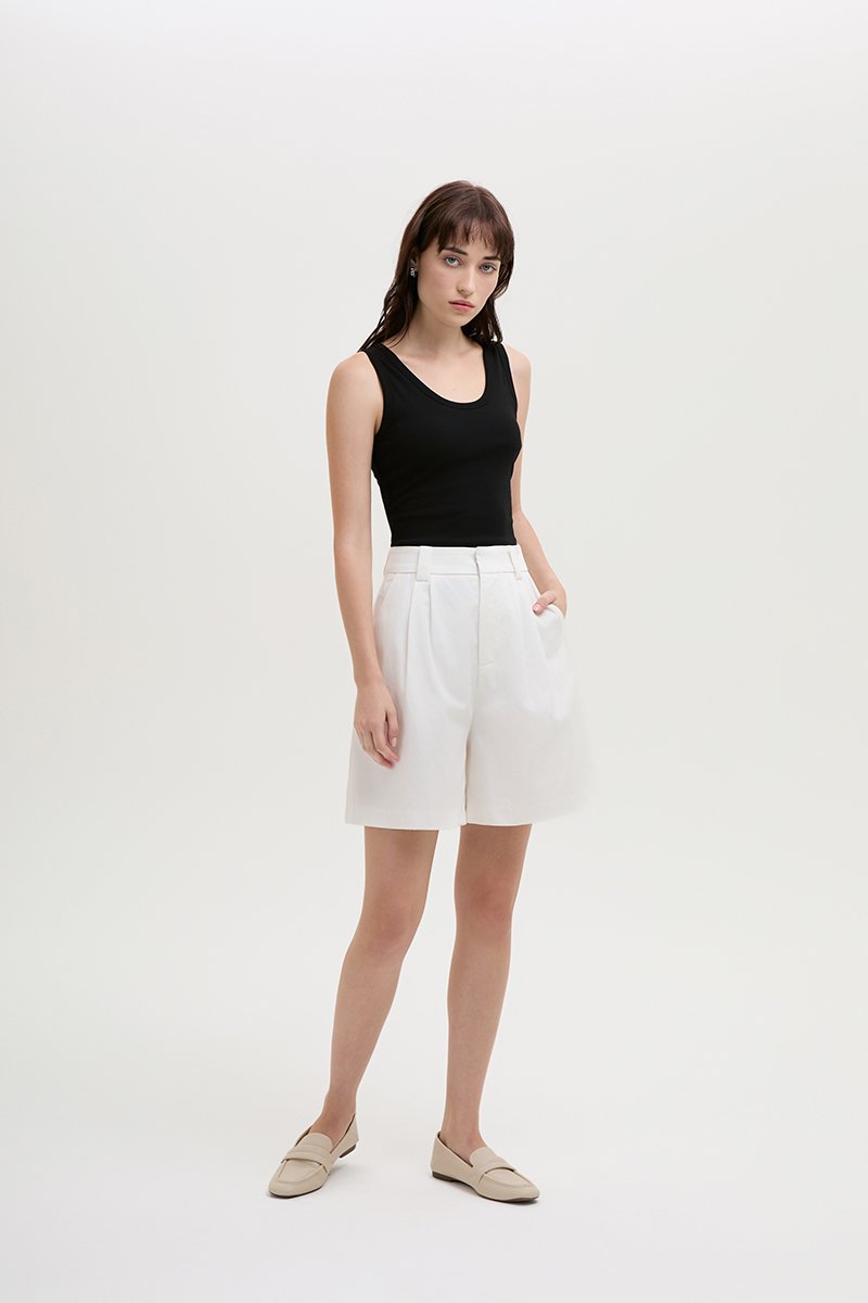 VIVIENNE PLEATED TWILL LONG SHORTS