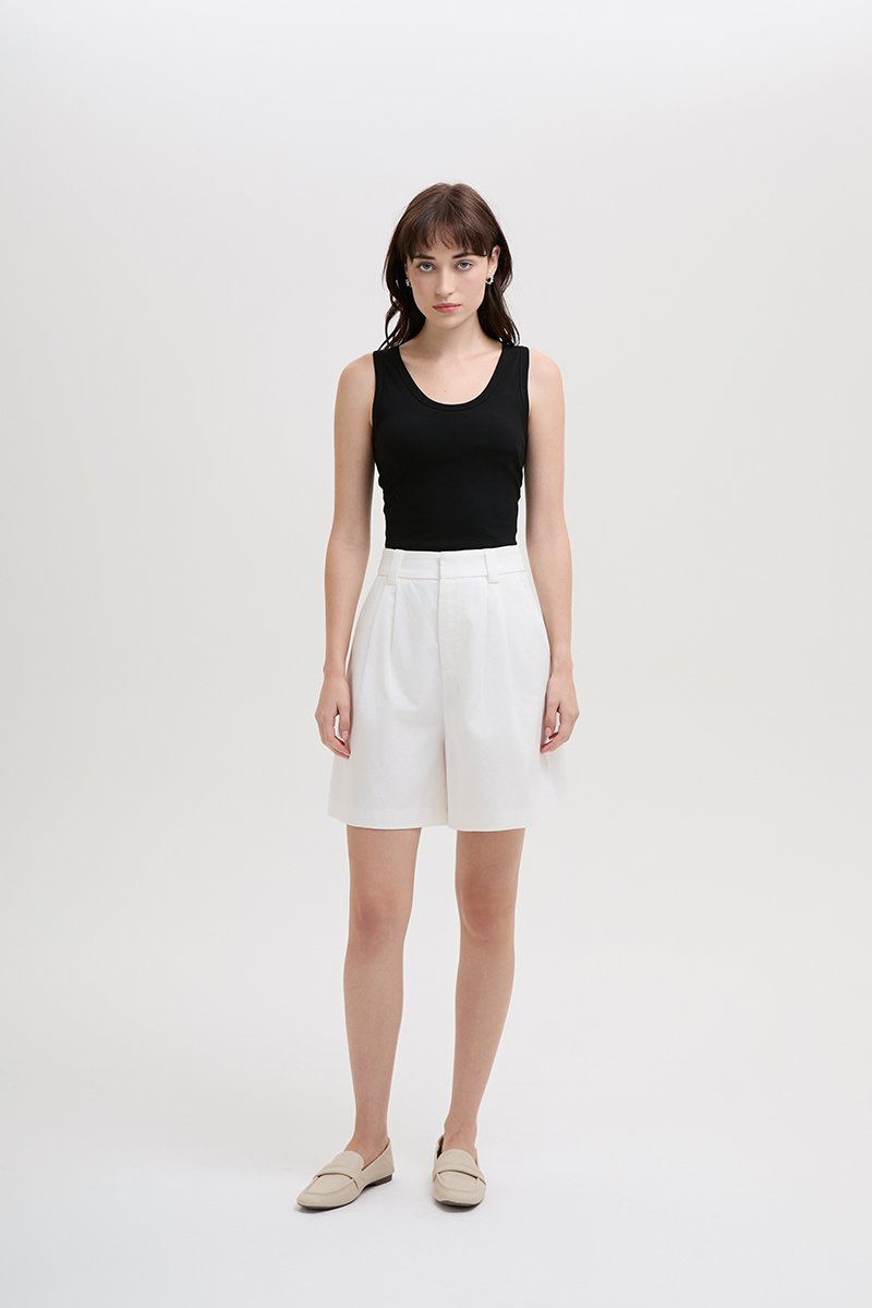 VIVIENNE PLEATED TWILL LONG SHORTS