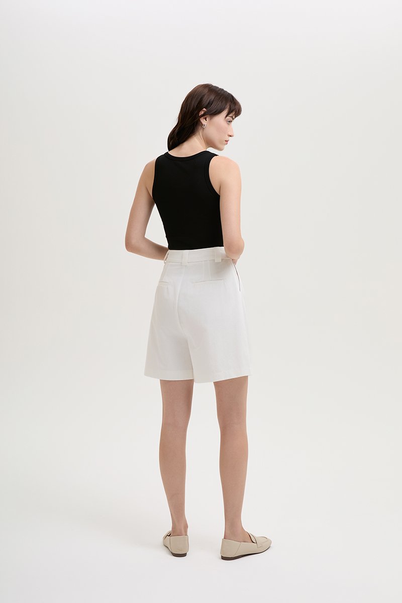 VIVIENNE PLEATED TWILL LONG SHORTS