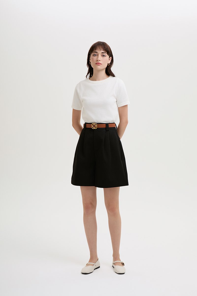 VIVIENNE PLEATED TWILL LONG SHORTS