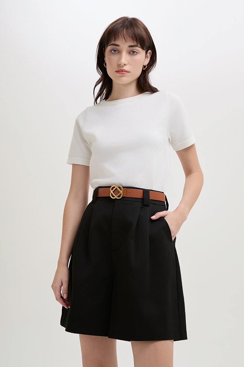 VIVIENNE PLEATED TWILL LONG SHORTS