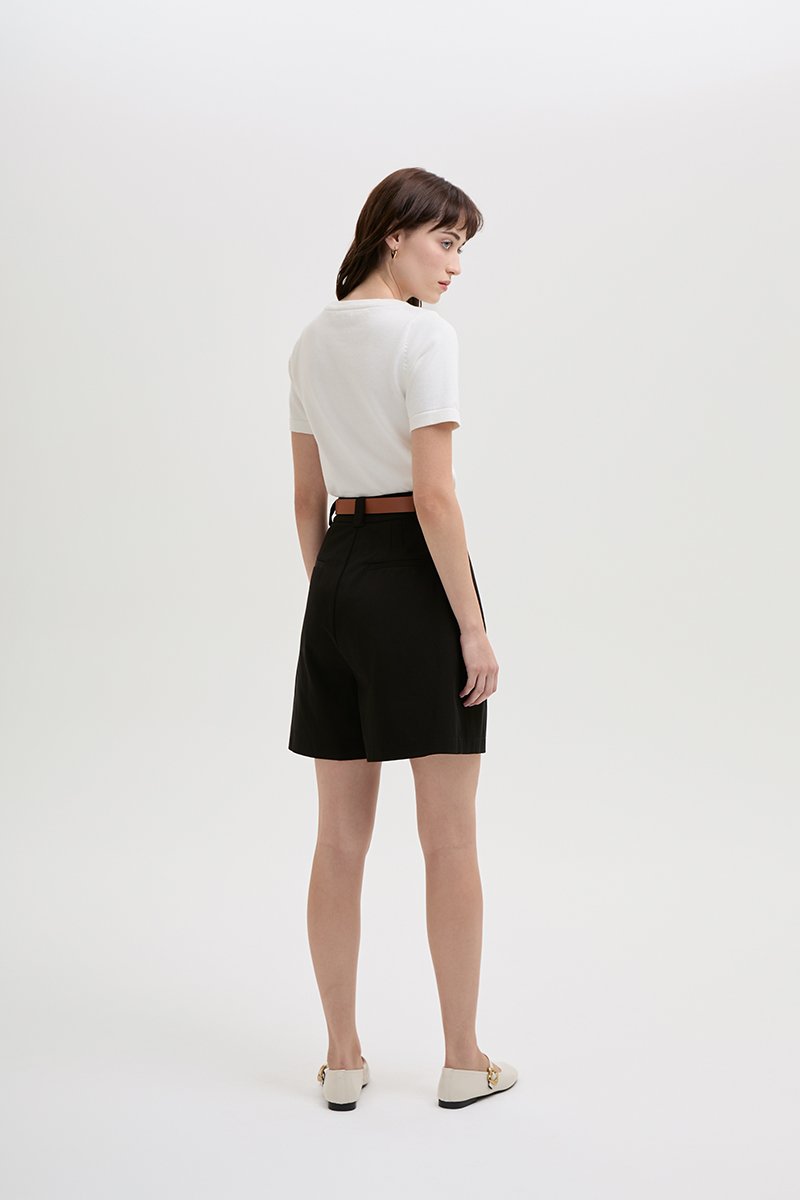 VIVIENNE PLEATED TWILL LONG SHORTS