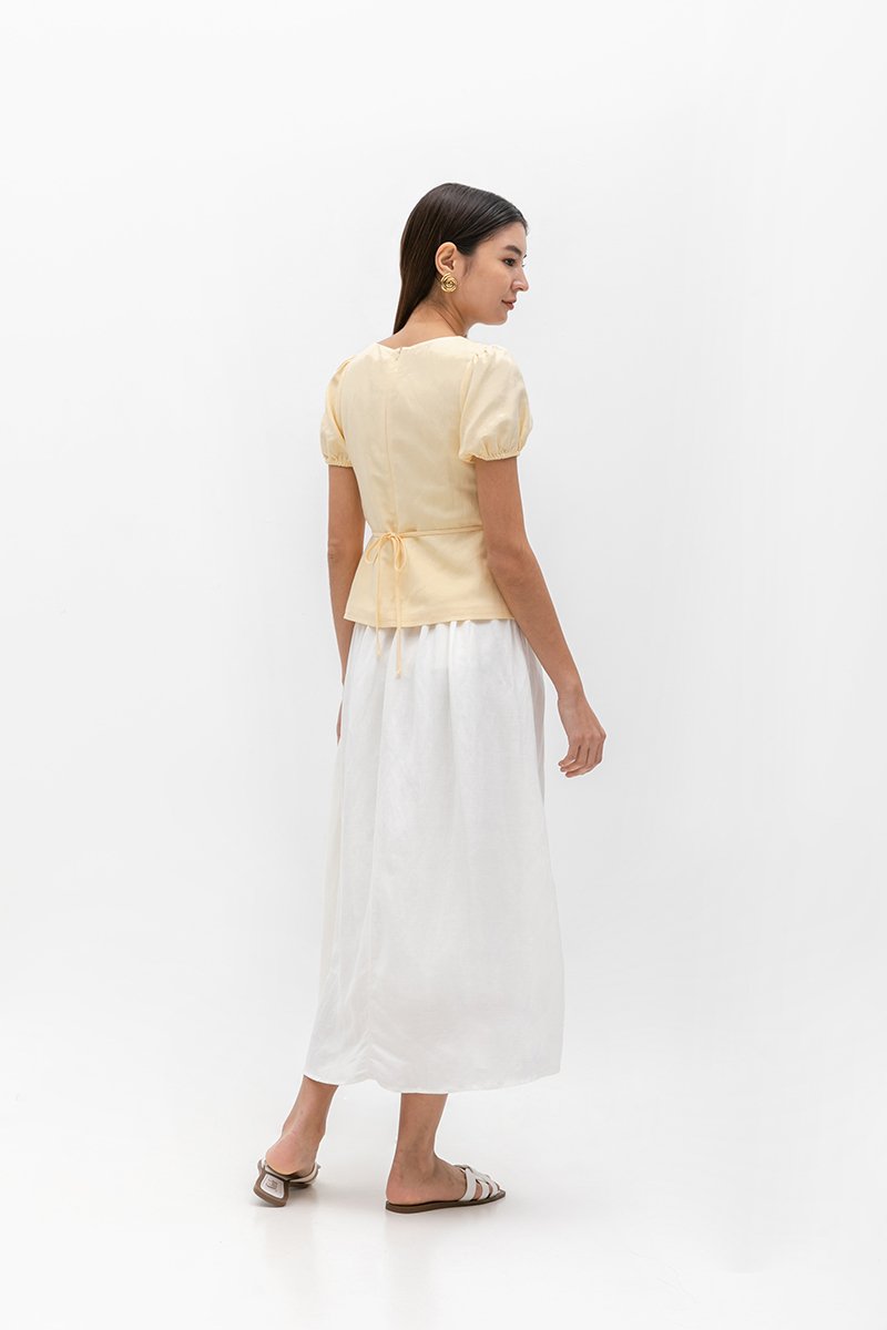 ARIANA PUFF SLEEVE BUTTONDOWN LINEN TOP