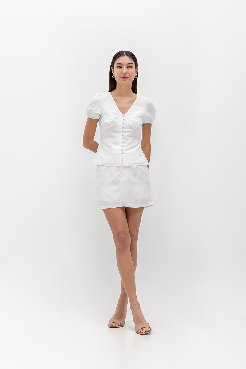 ARIANA PUFF SLEEVE BUTTONDOWN LINEN TOP