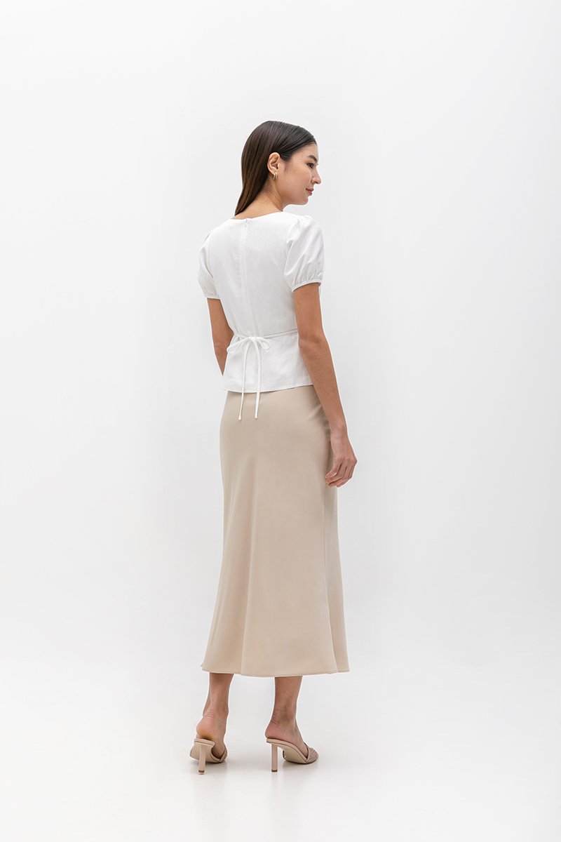 ARIANA PUFF SLEEVE BUTTONDOWN LINEN TOP