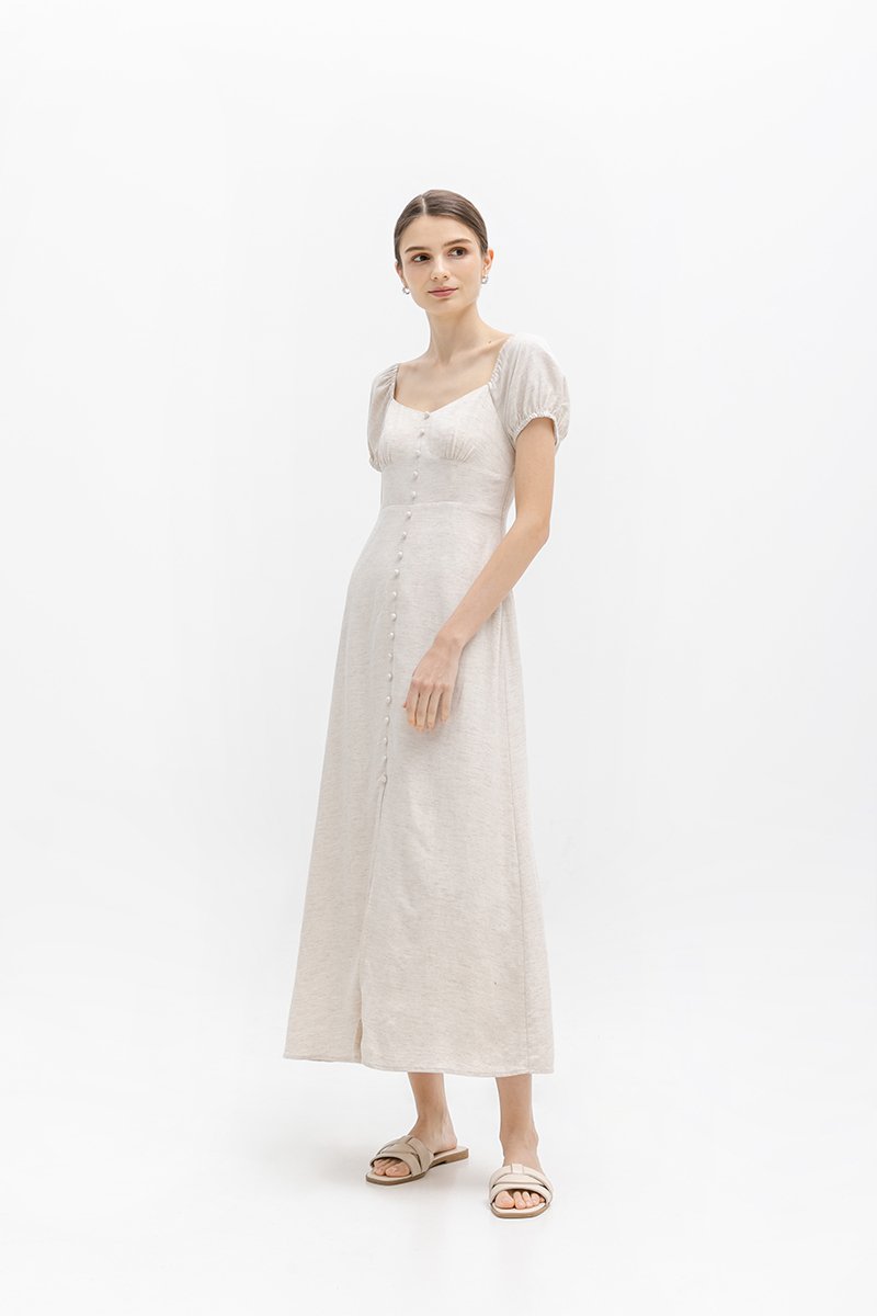 AUGUSTINE SWEETHEART BUTTONDOWN LINEN DRESS