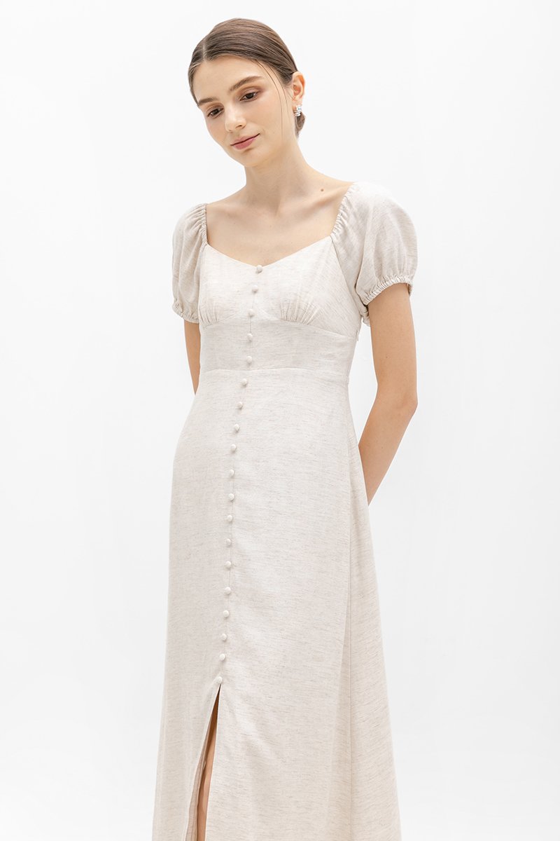 AUGUSTINE SWEETHEART BUTTONDOWN LINEN DRESS