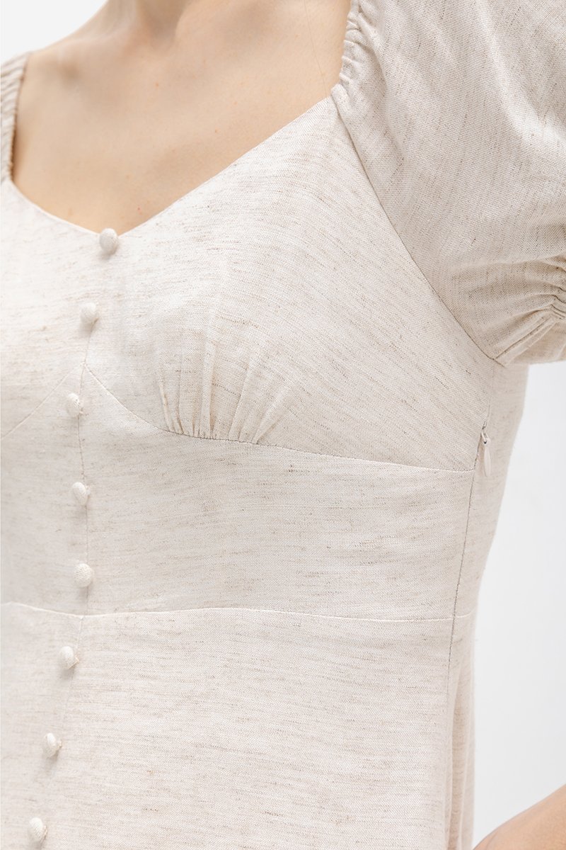 AUGUSTINE SWEETHEART BUTTONDOWN LINEN DRESS