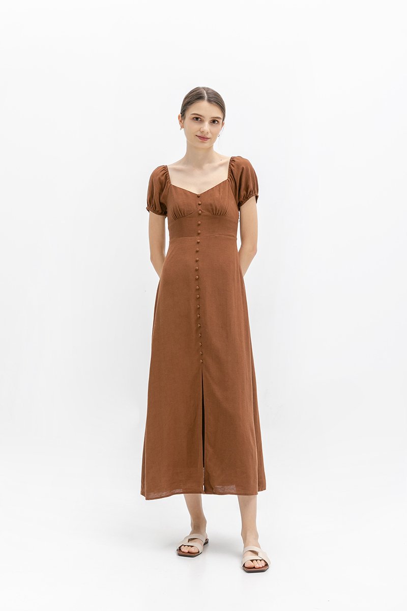AUGUSTINE SWEETHEART BUTTONDOWN LINEN DRESS
