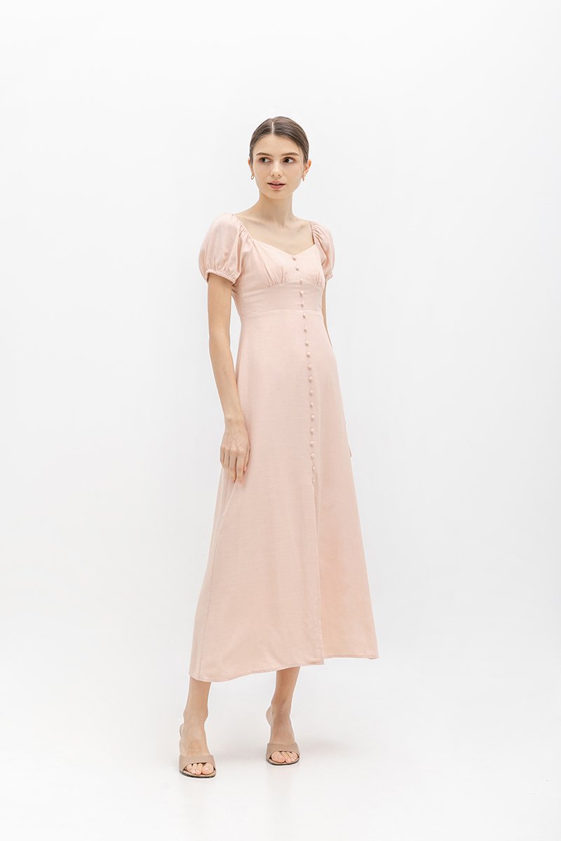 AUGUSTINE SWEETHEART BUTTONDOWN LINEN DRESS