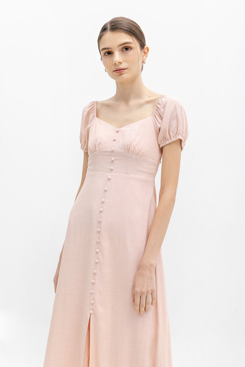 AUGUSTINE SWEETHEART BUTTONDOWN LINEN DRESS