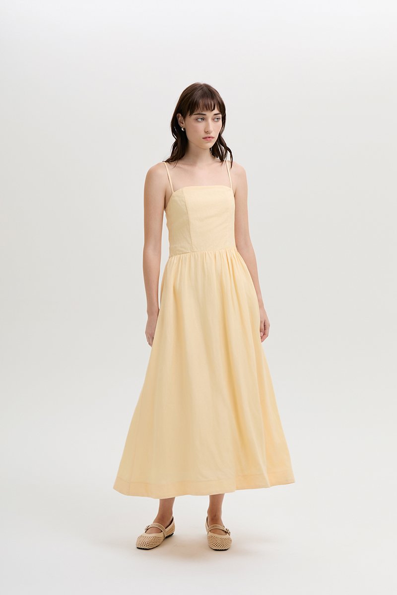 LINDSAY DROPWAIST LINEN DRESS