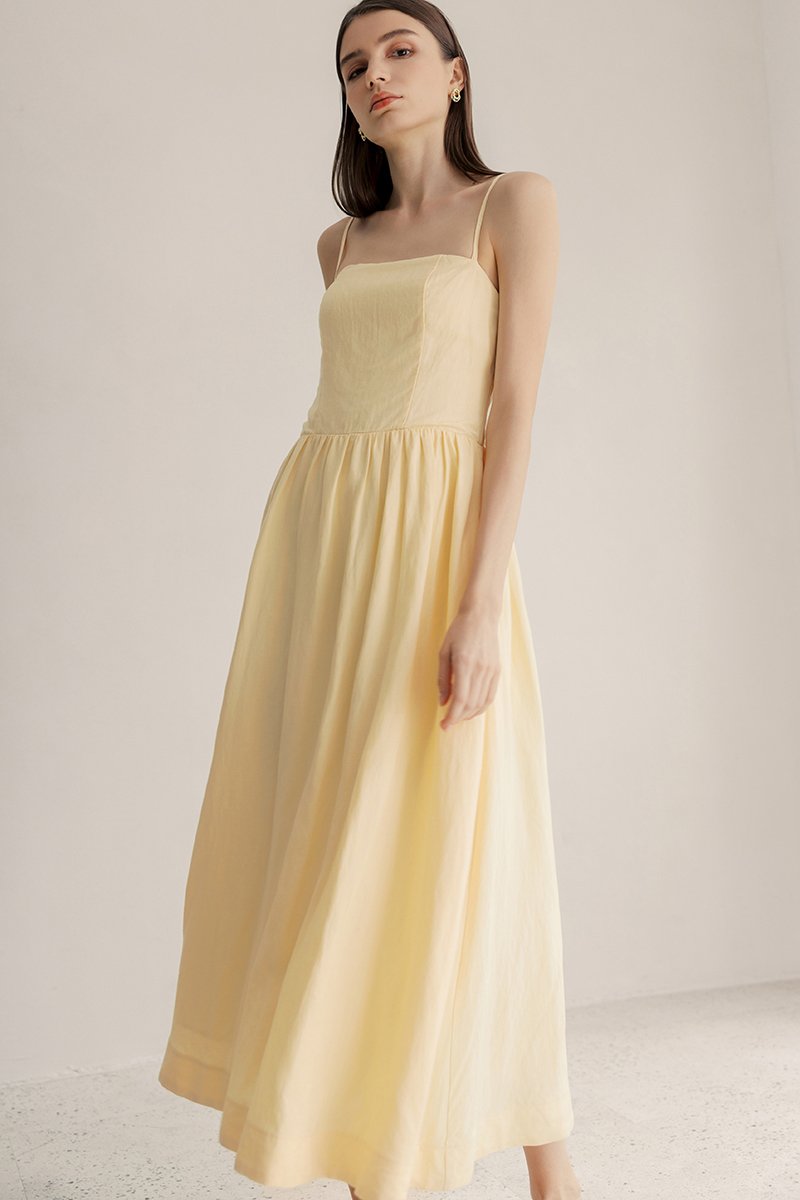 LINDSAY DROPWAIST LINEN DRESS