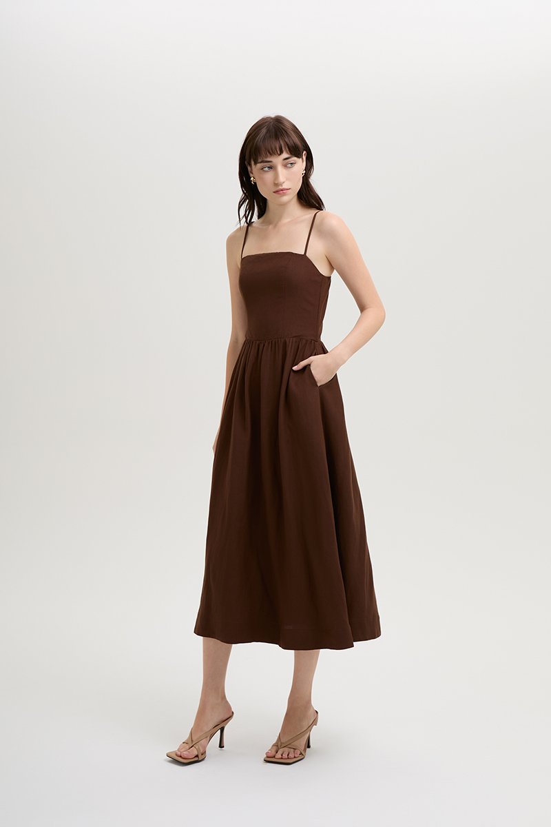 LINDSAY DROPWAIST LINEN DRESS