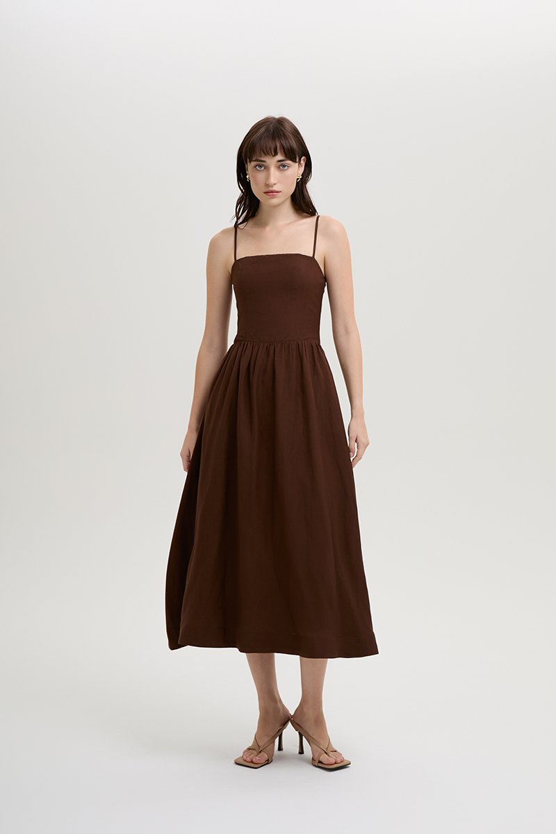 LINDSAY DROPWAIST LINEN DRESS