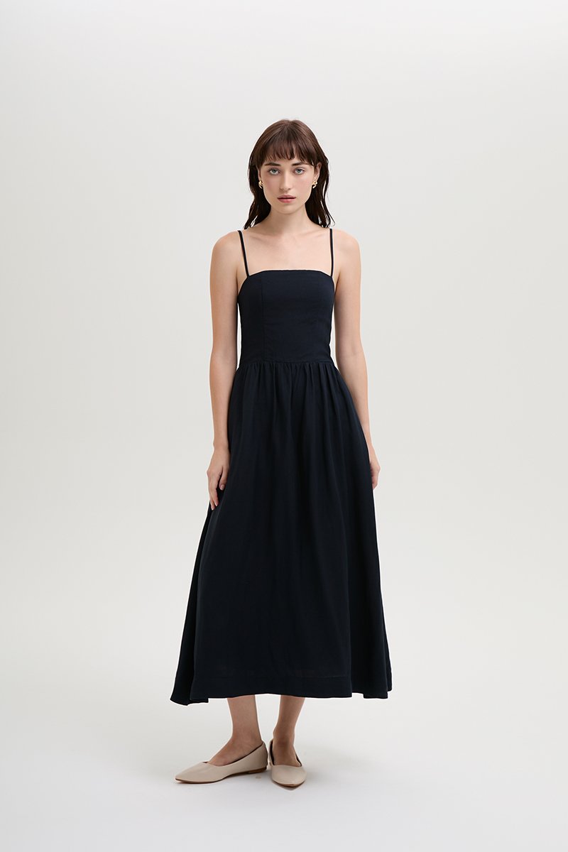 LINDSAY DROPWAIST LINEN DRESS
