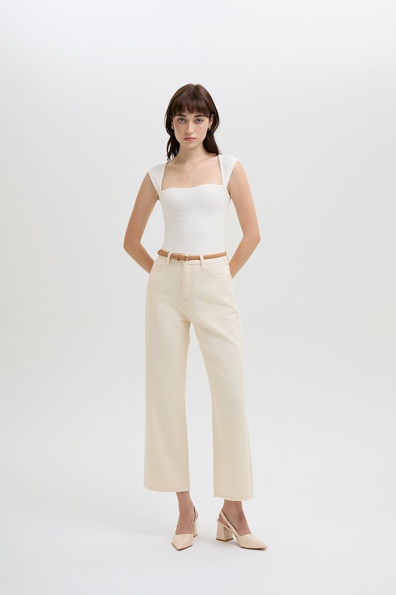 LIORA SWEETHEART RIB KNIT TOP