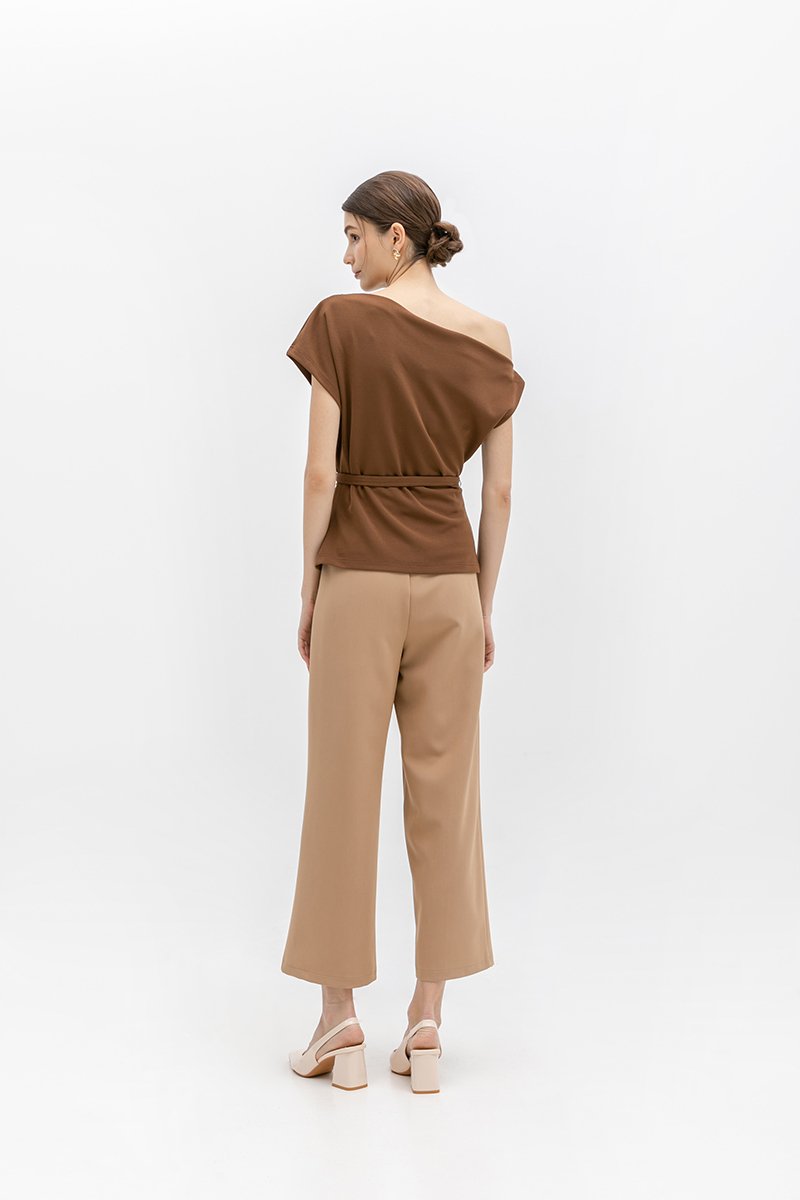 *BACKORDER 4* AMIRA ASYMMETRIC OFF SHOULDER TOP W BELT