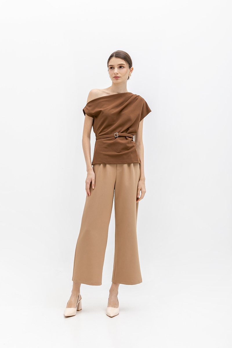 *BACKORDER 4* AMIRA ASYMMETRIC OFF SHOULDER TOP W BELT