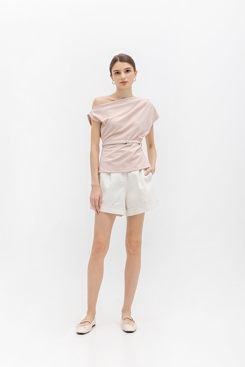 *BACKORDER 4* AMIRA ASYMMETRIC OFF SHOULDER TOP W BELT