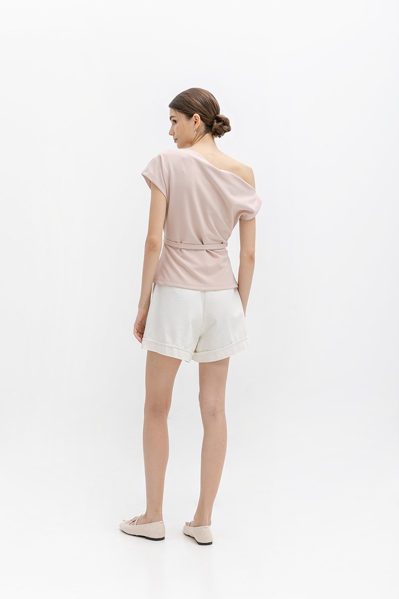 *BACKORDER 4* AMIRA ASYMMETRIC OFF SHOULDER TOP W BELT