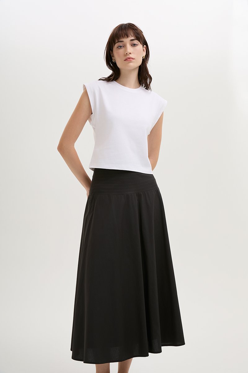 BRYNN DROPWAIST MIDI SKIRT