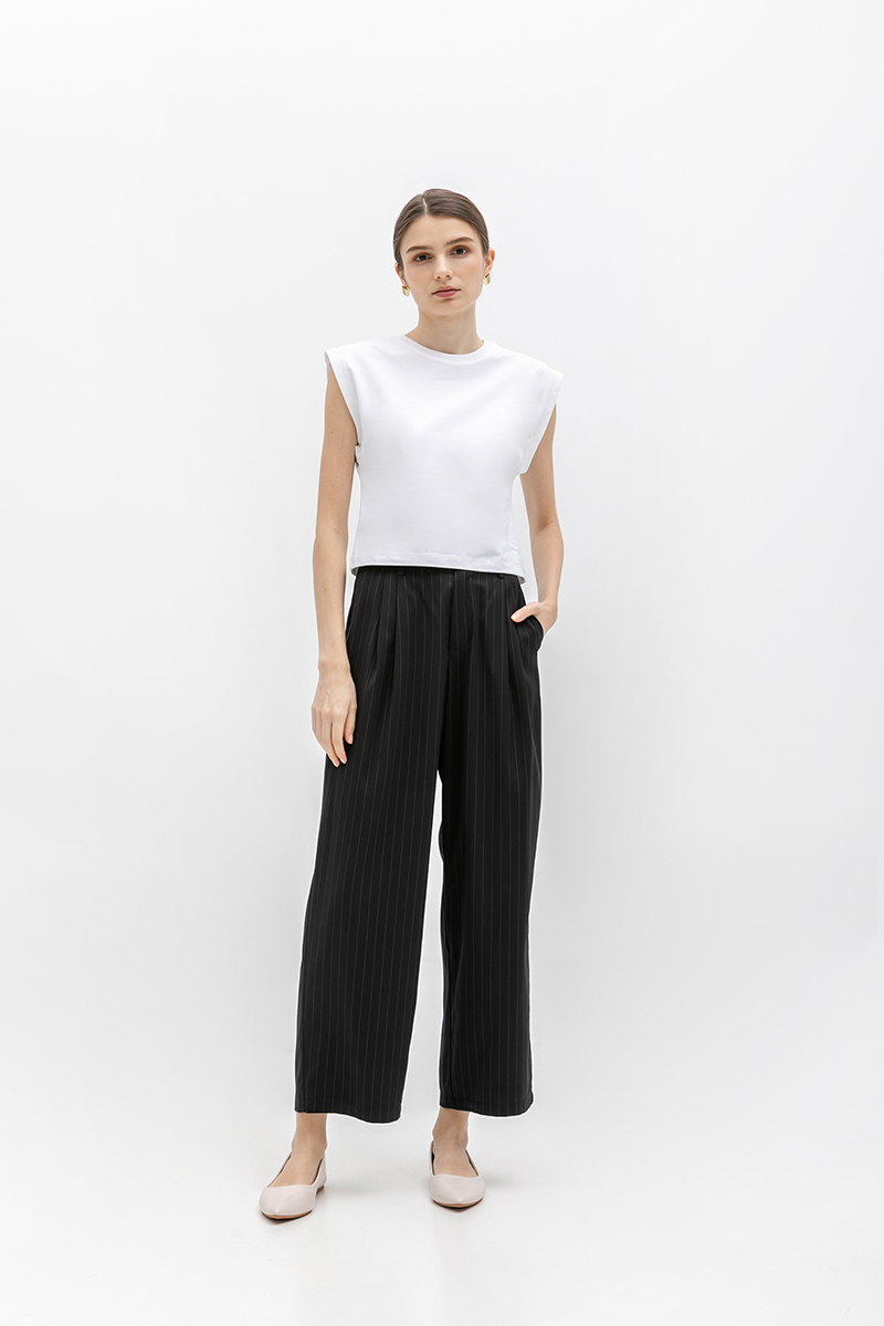 ANISTON PIN STRIPE TAPERED TAILORED PANTS (REGULAR)