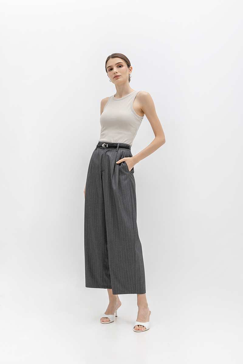 ANISTON PIN STRIPE TAPERED TAILORED PANTS (REGULAR)