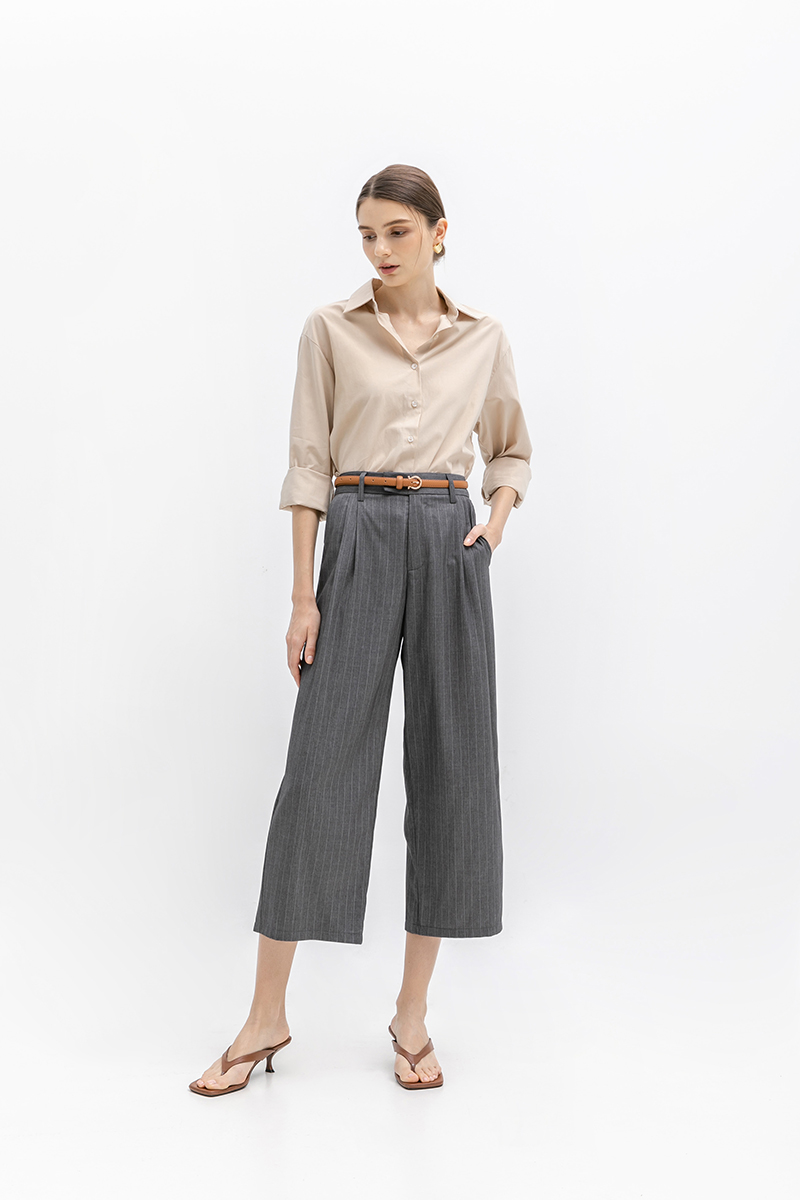 ANISTON PIN STRIPE TAPERED TAILORED PANTS (PETITE)