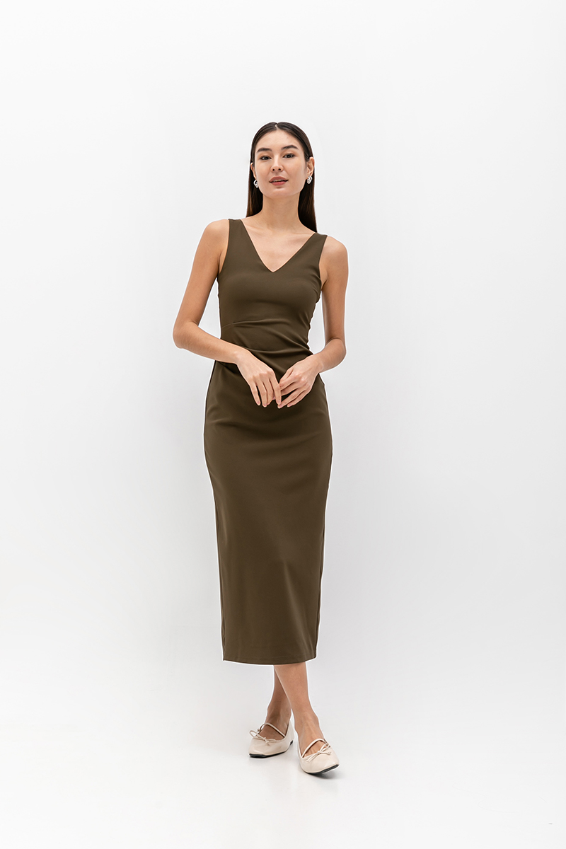 IRIS PLEATED MIDI DRESS