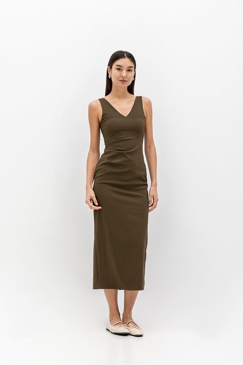 IRIS PLEATED MIDI DRESS